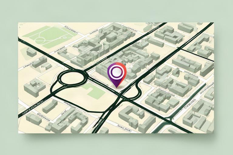 Hartă stilizată a zonei Strada Baia Mare din Cluj-Napoca, cu reperul biroului marcat clar