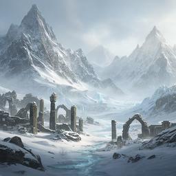 Munți înzăpeziți și ruine vikinge din Frozen Saga